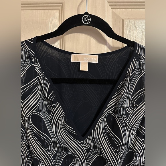 MICHAEL Michael Kors Patterned Metallic Sleeveless Maxi Dress, Navy & Cream, 10 - Picture 3 of 10